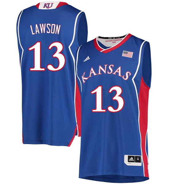 Men #13 K.J. Lawson Kansas Jayhawks 2018 Hardwood Classic College Basketball Jerseys Sale-Royal